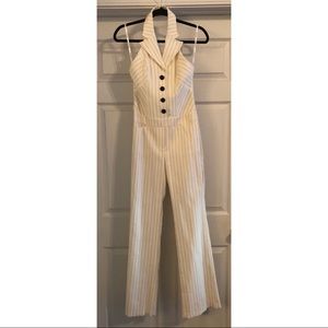 Janelle Pinstripe Halter Jumpsuit